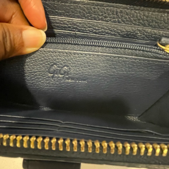 GiGi New York Embossed Python Zip Around Wristlet Wallet in Navy Blue - Picture 10 of 16